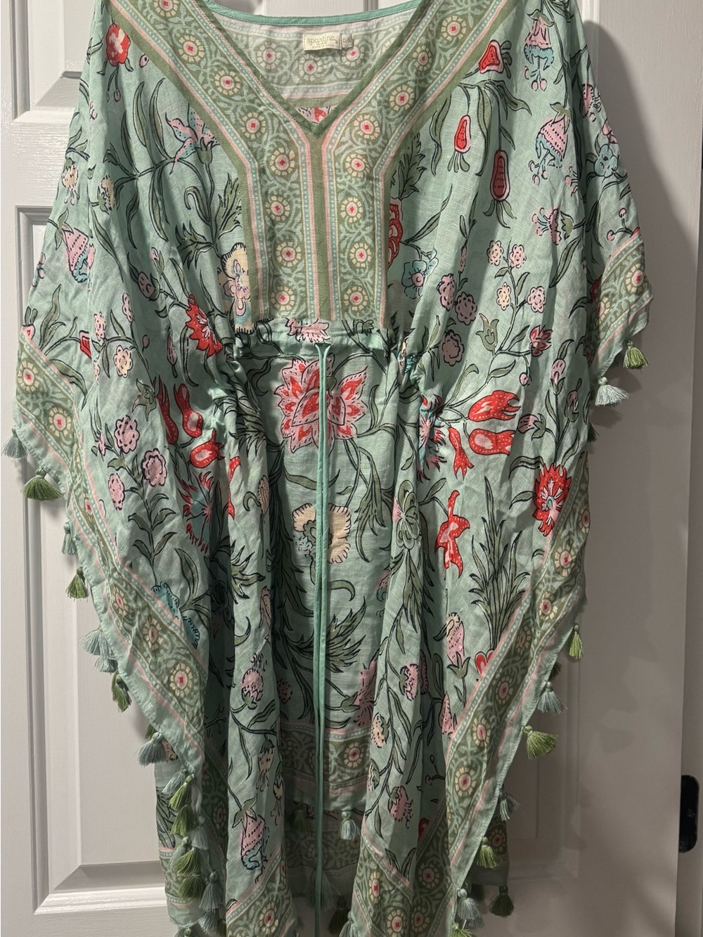 Spartina 449 Mint Green Floral Tassel Cover-Up